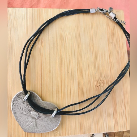 Chicos Red & Black Multi Strand Silver Heart Pendant Necklaces + Dangle Earrings - Picture 5 of 14